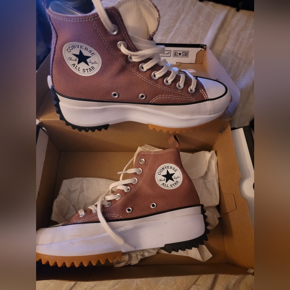 Mauve Chunky heel Converse